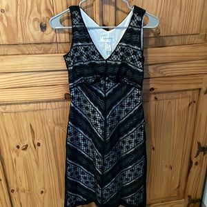 ALFANI PETITE Black Lace Sleeveless Dress Size 4P